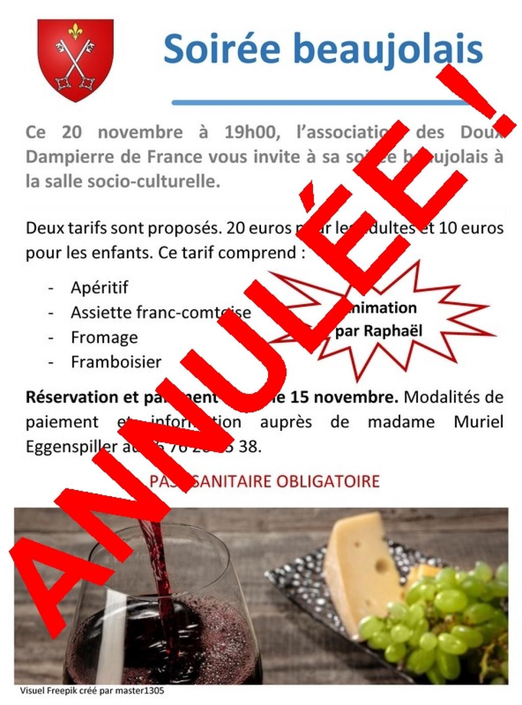 Soirée Beaujolais annulée